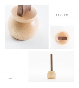 ミニ仏壇・手元供養用デザイン位牌「やさしい位牌」天然木 ブナ×ウォールナット 3.5寸。全体写真。