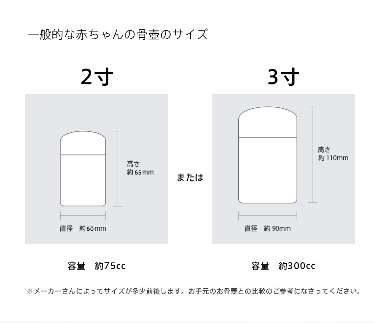 赤ちゃんの骨壺_一般的なサイズ